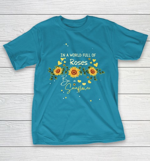 In a World Full of Roses be a Sunflower Summer Vibes Autism Awareness T-Shirt
