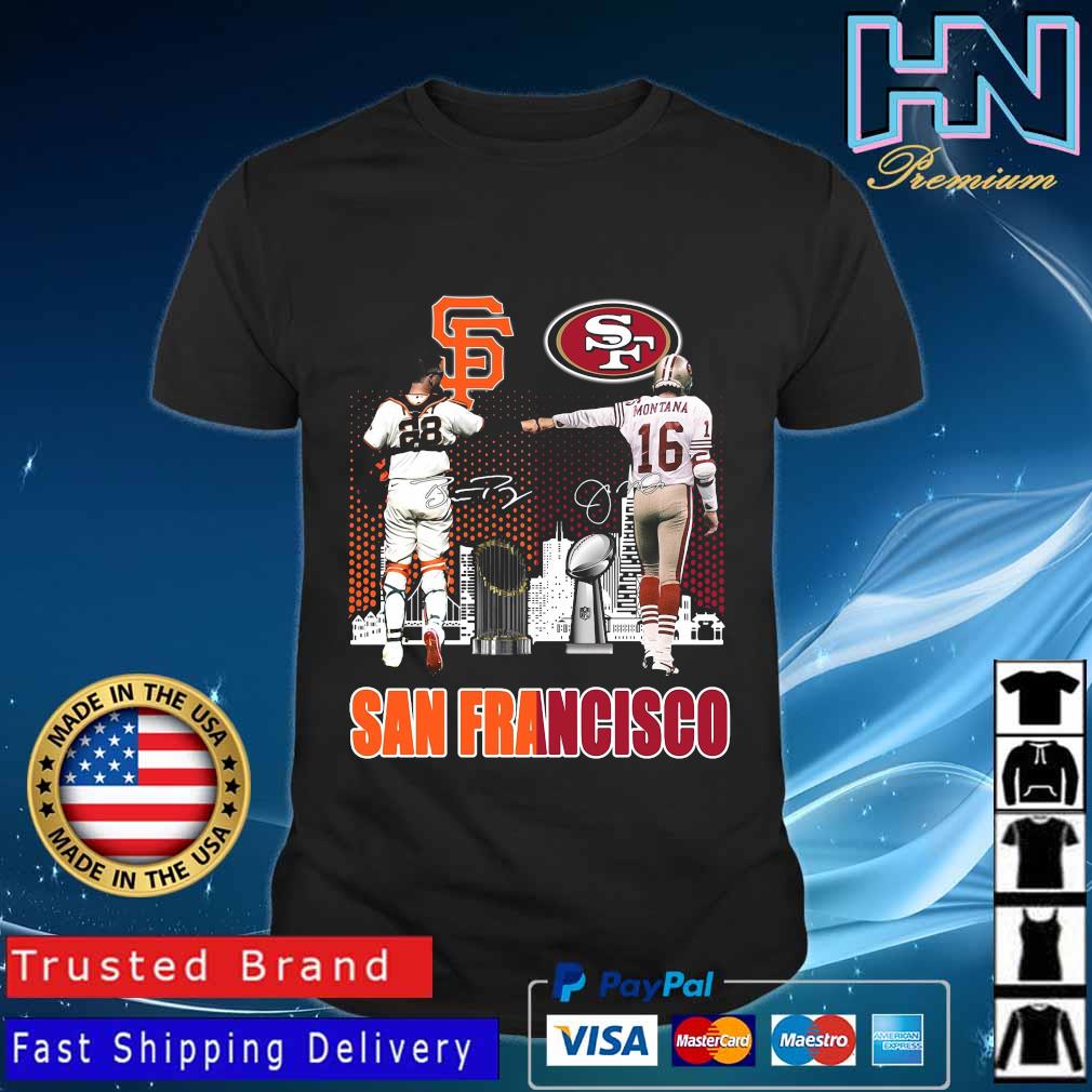 San Francisco 49ers Joe Montana San Francisco Giants Buster Posey  signatures shirt, hoodie, sweater, long sleeve and tank top