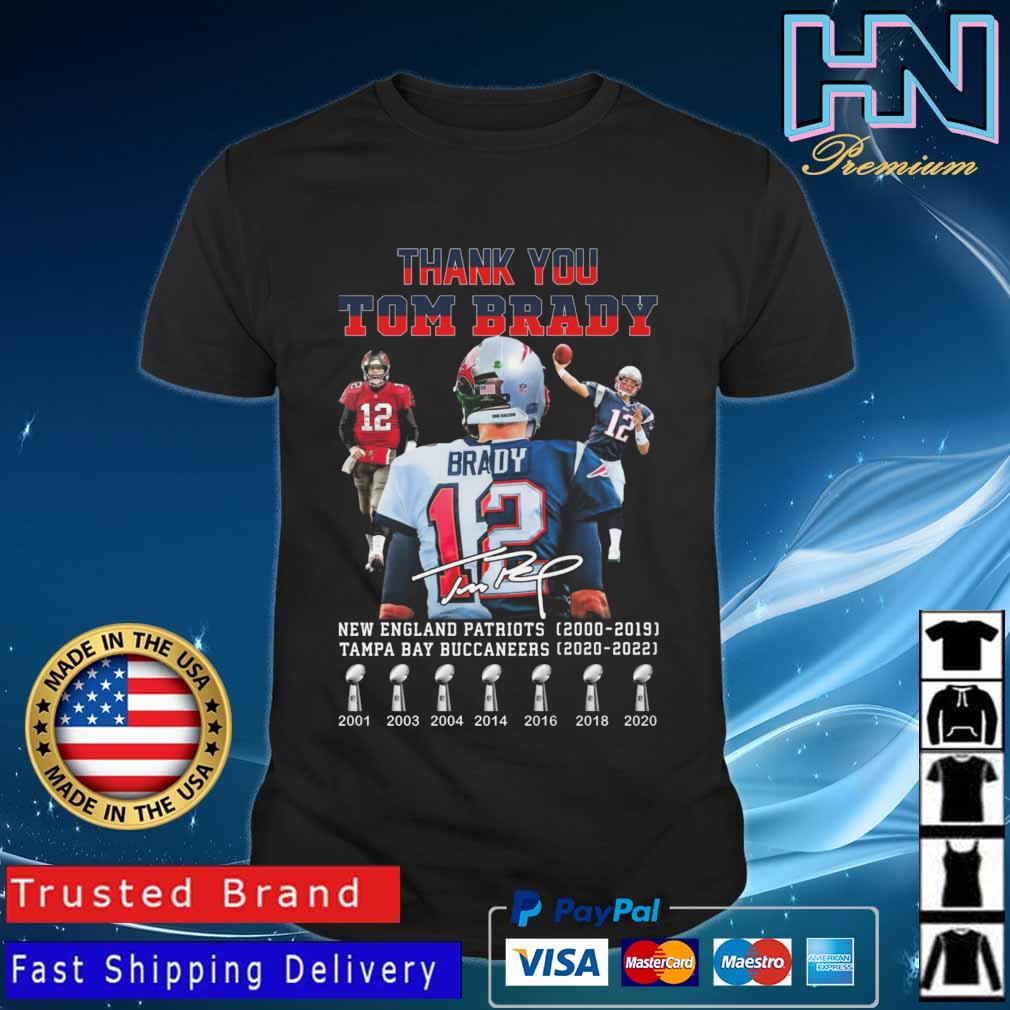 Thank You Tom Brady New England Patriots 2000 2019 And Tampa Bay Buccaneers  2020 2023 Signatures Shirt - Limotees