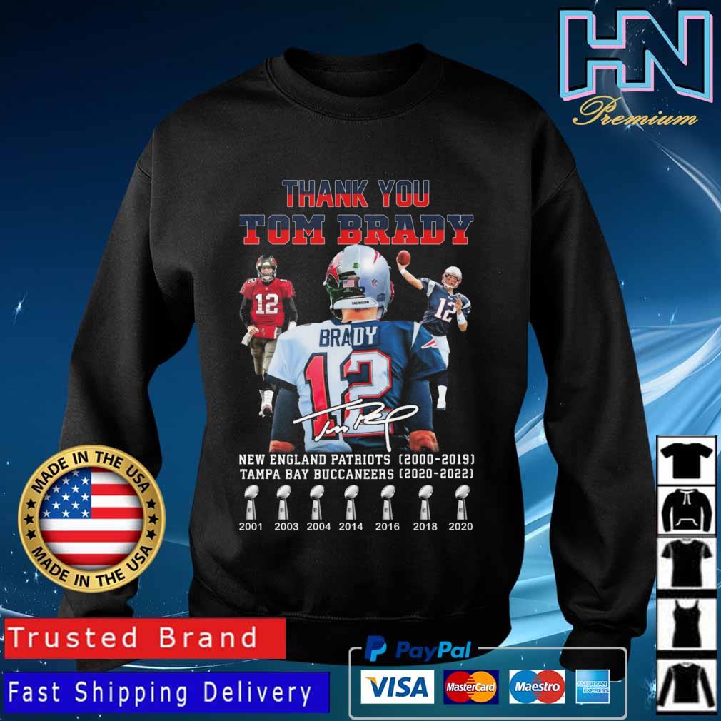 Thank You Tom Brady New England Patriots 2000 2019 And Tampa Bay Buccaneers  2020 2023 Signatures Shirt - Limotees