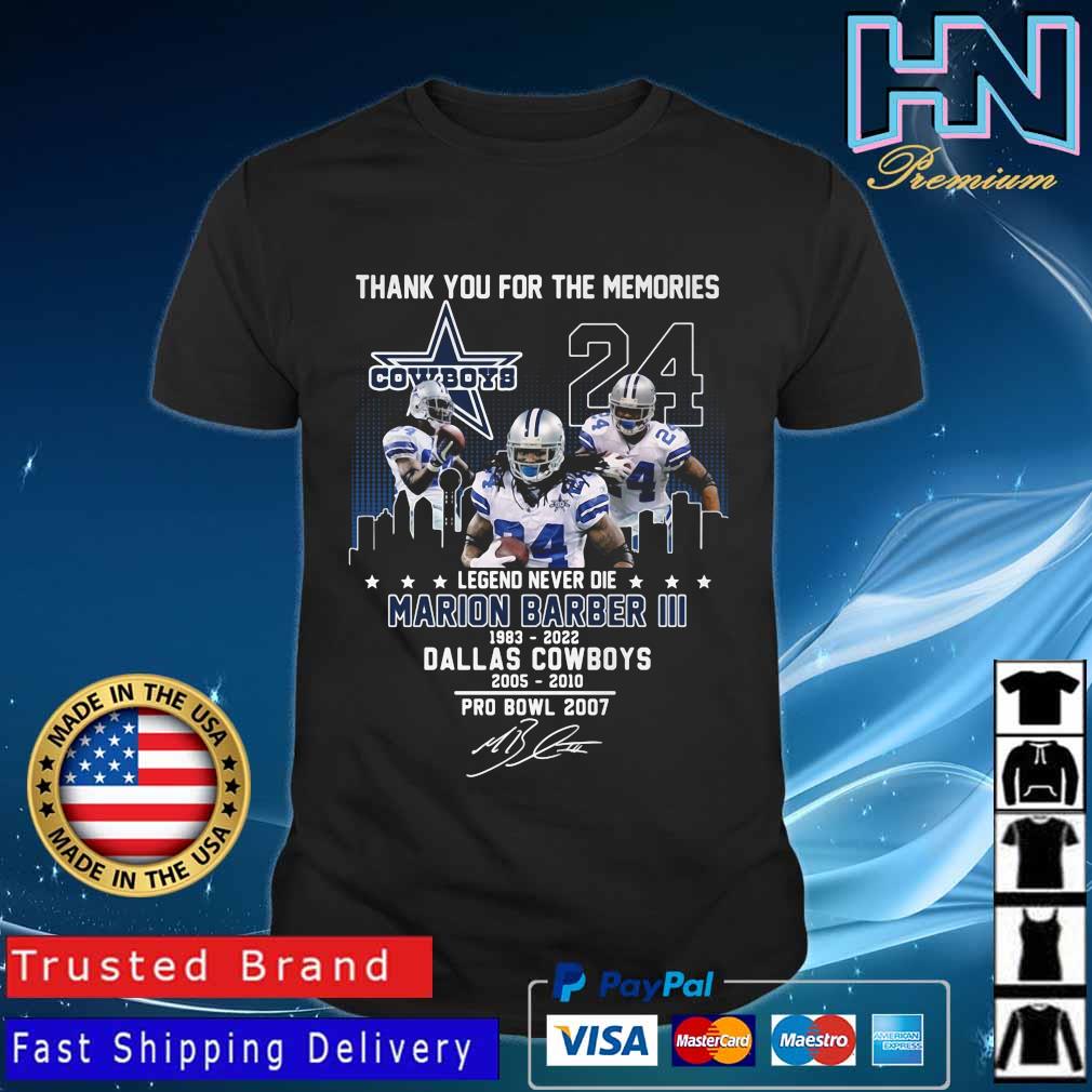 Thank you for the memories Legend never die Marion Barber III 1983 2022  Dallas Cowboys signature shirt, hoodie, sweater, long sleeve and tank top